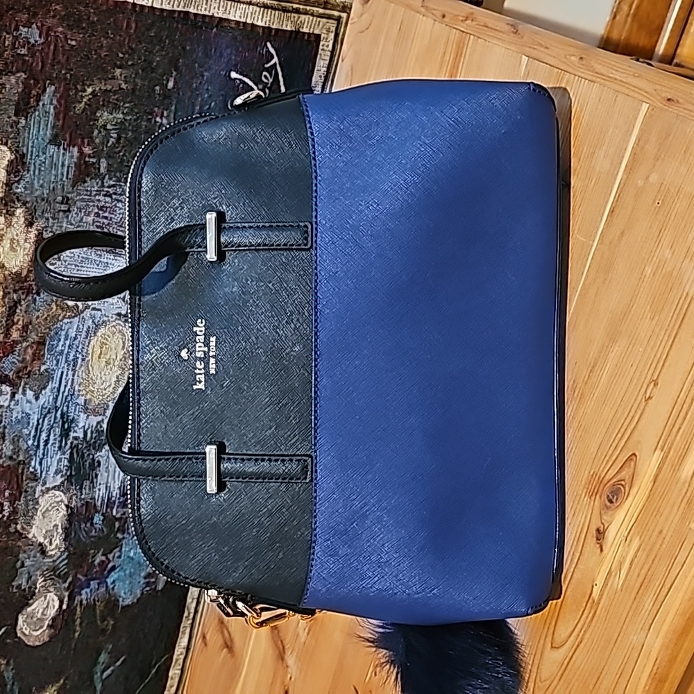 Kate Spade New York Cedar Street Maise Blue‎ and Black Saffiano Leather Satchel